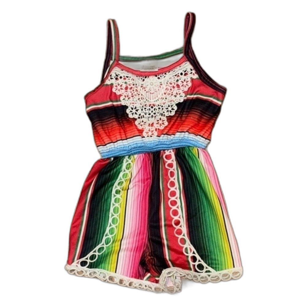 Girls Serape & Lace Romper Fiesta Summer Jumper EUC 2Y